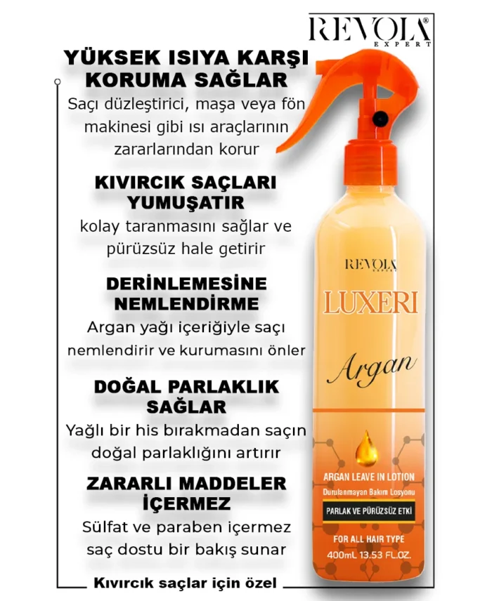 Revola Luxeri Argan - Frizz Control & Shine for Curly Hair 400ML