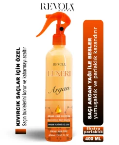 Revola Luxeri Argan Spreyi - Kıvırcık Saçlar İçin Kabarmayı Önler ve Parlaklık Katar 400ML