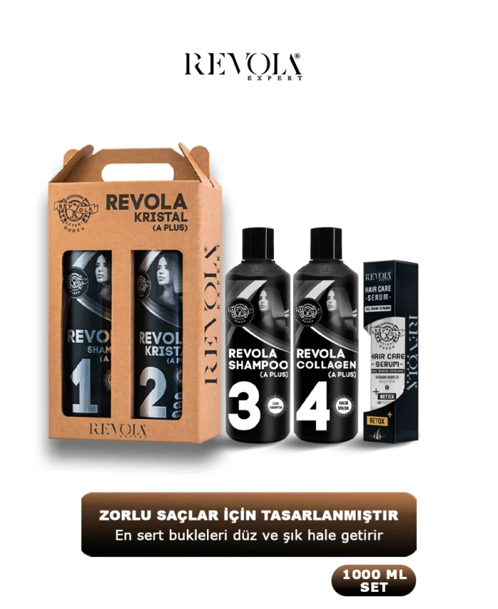 Revola Kristal Protein Curly Hair Straightening and Care Set - 1000ML