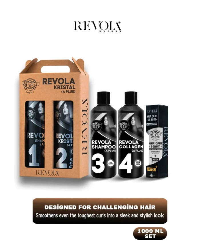 Revola Kristal Protein - Ultimate Curly Hair Straightening & Care Set 1000ML