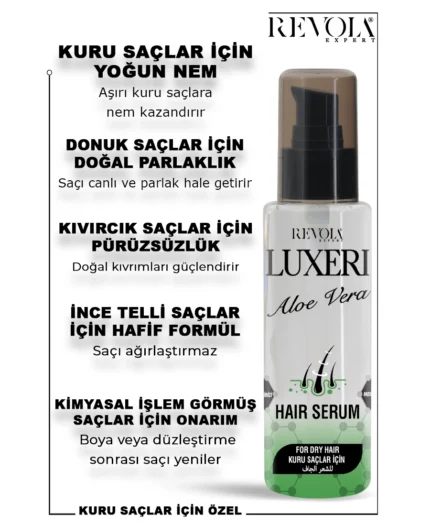 Luxeri Aloe Vera Serum - Intense Moisturization for Dry and Dull Hair 75ML