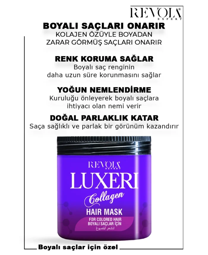 Luxeri Collagen Hair Mask - Long-Lasting Color Protection for Dyed Hair 500ML