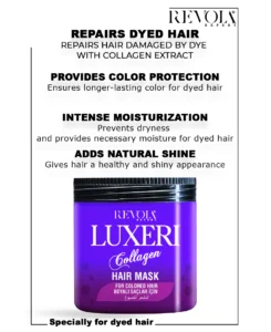 Luxeri Collagen Hair Mask - Long-Lasting Color Protection for Dyed Hair 500ML