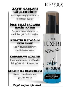 Luxeri Keratin Serumu - Zayıf Saçlar için Hacim ve Pürüzsüzlük Sağlayan Bakım 75ML