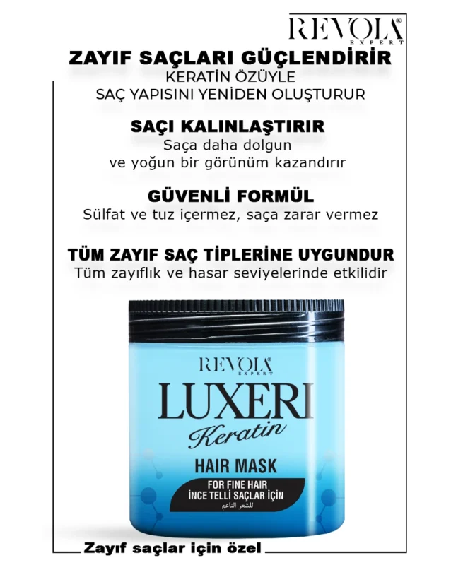 Luxeri Keratin Saç Maskesi - İnce ve Zayıf Saçlar İçin Canlandırıcı Çözüm 500ML