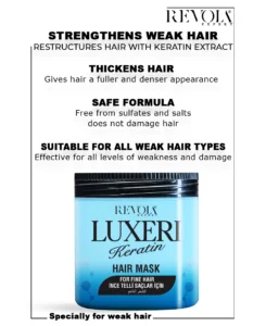 Luxeri Keratin Hair Mask - Revitalizing Solution for Fine & Weak Hair 500ML