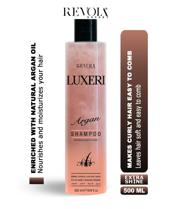 Revola Luxeri Argan Shampoo - Nourishes and Softens Curly Hair 500ML