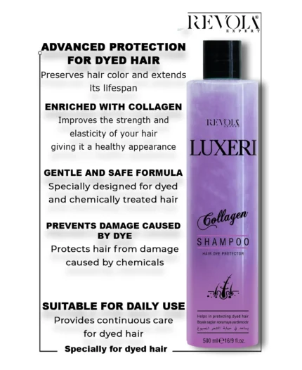 Revola Luxeri Collagen Shampoo - Protects and Strengthens Dyed Hair 500ML